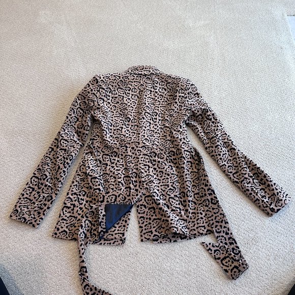 Good American Velvet Leopard Blazer Jacket Animal Print Neutral Career SMALL - Picture 14 of 15